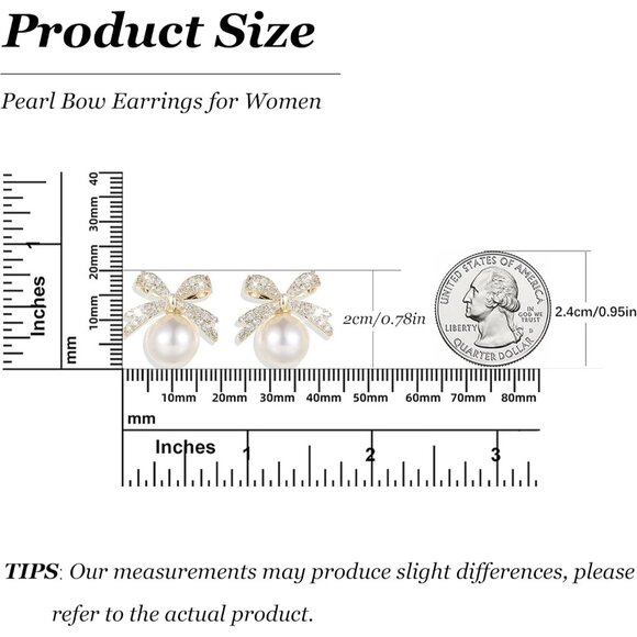 Elegant Pearl Bow Christmas Earrings for Women - Dangle Holiday Jewelry 2025 - Picture 6 of 6